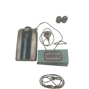 Vintage Sonotone 977 Hearing Aid Box & Accessories Made In USA Collectible Piece